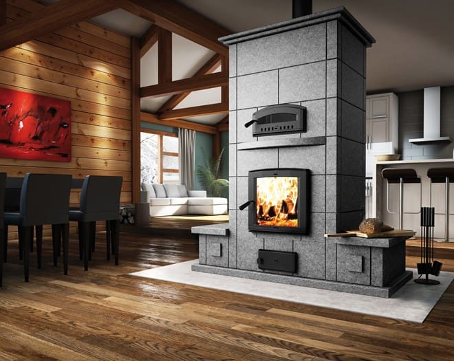 Valcourt Fm1500 Mass Fireplace With Oven And Benches On Both Sides
